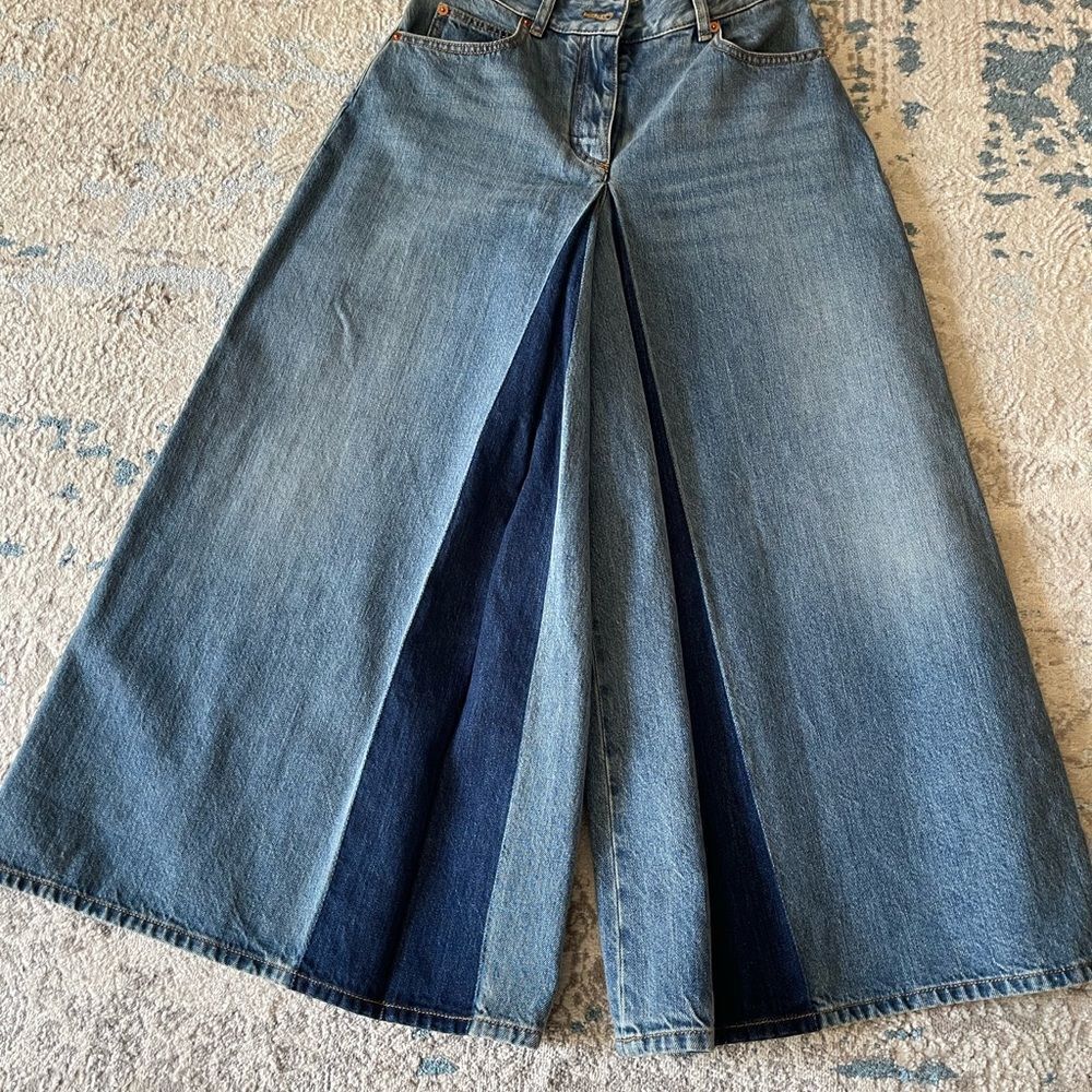Valentino Blue Flare Wide-Leg Jeans